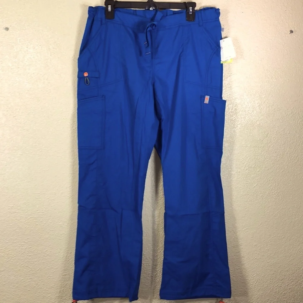 Certainty Nurse Scrubs Pants Blue L Petite NWT Pull On Pockets - Picture 1 of 8